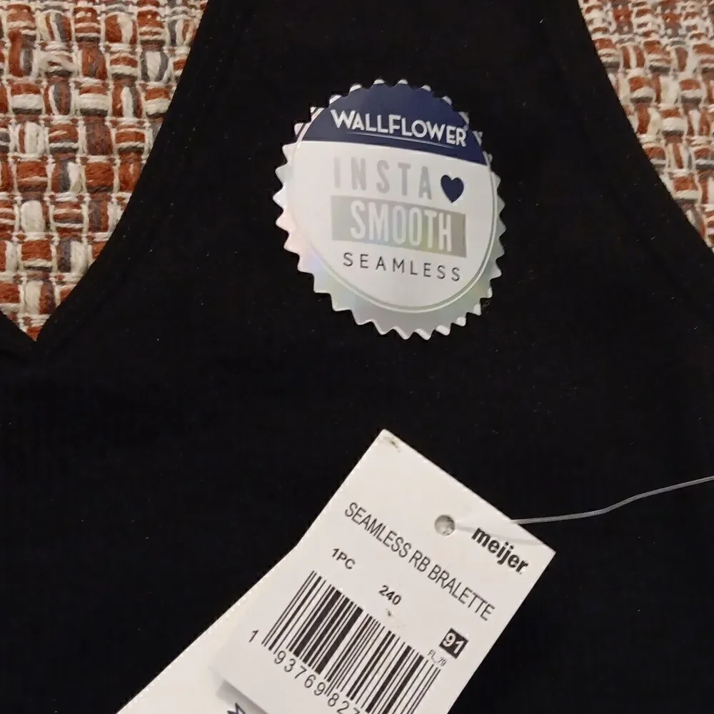 WALLFLOWER InstaSmooth V-Neck Seamless‎ Bralette Small Black New With Tags